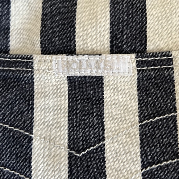 ROLLA'S Mirage Black & White Vertical Stripe Jean Shorts - Picture 2 of 6